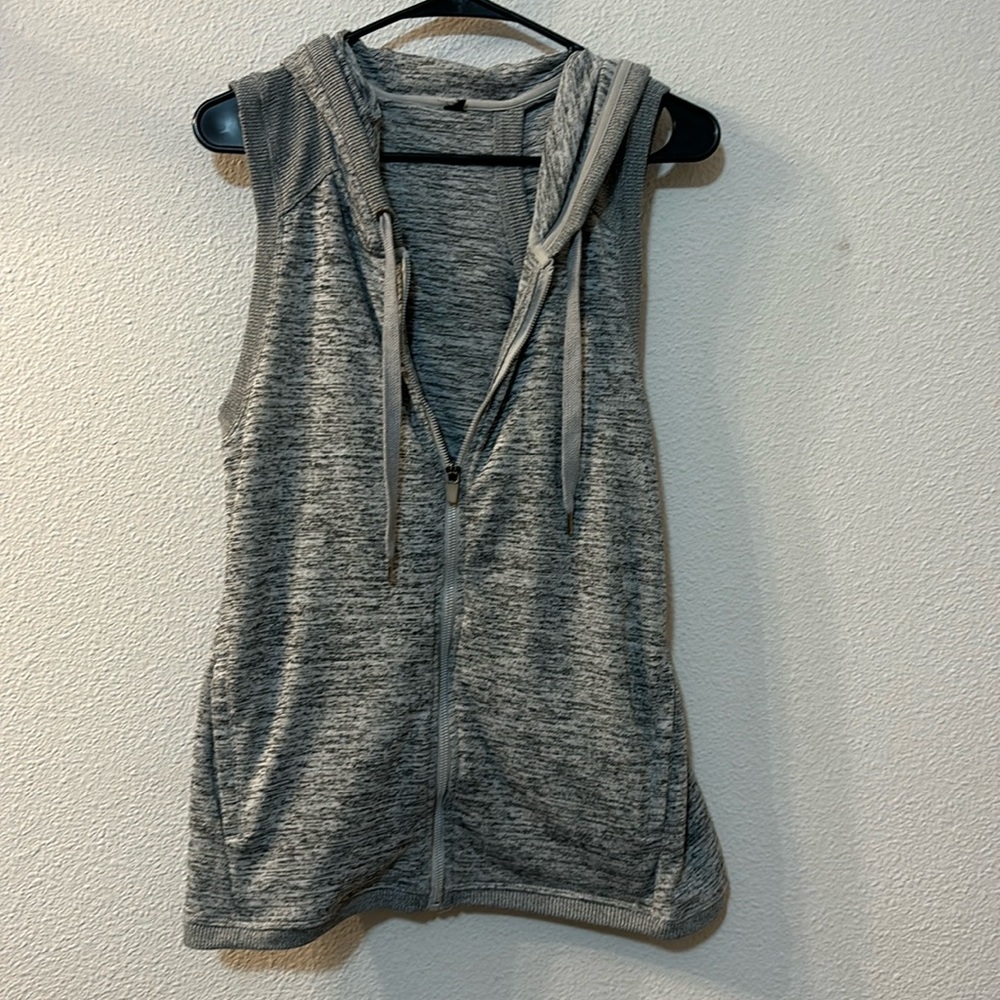 No brand zip up hooded vest with draped back